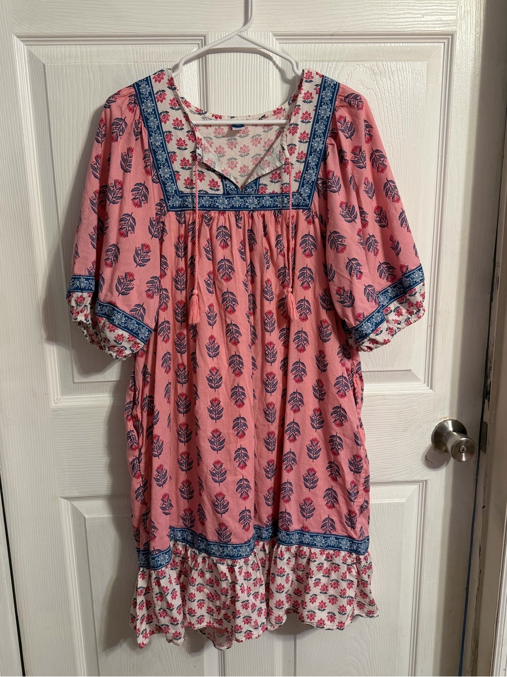 Boho festival tassel puff sleeve made in india cotton rayon cottagecore dress
